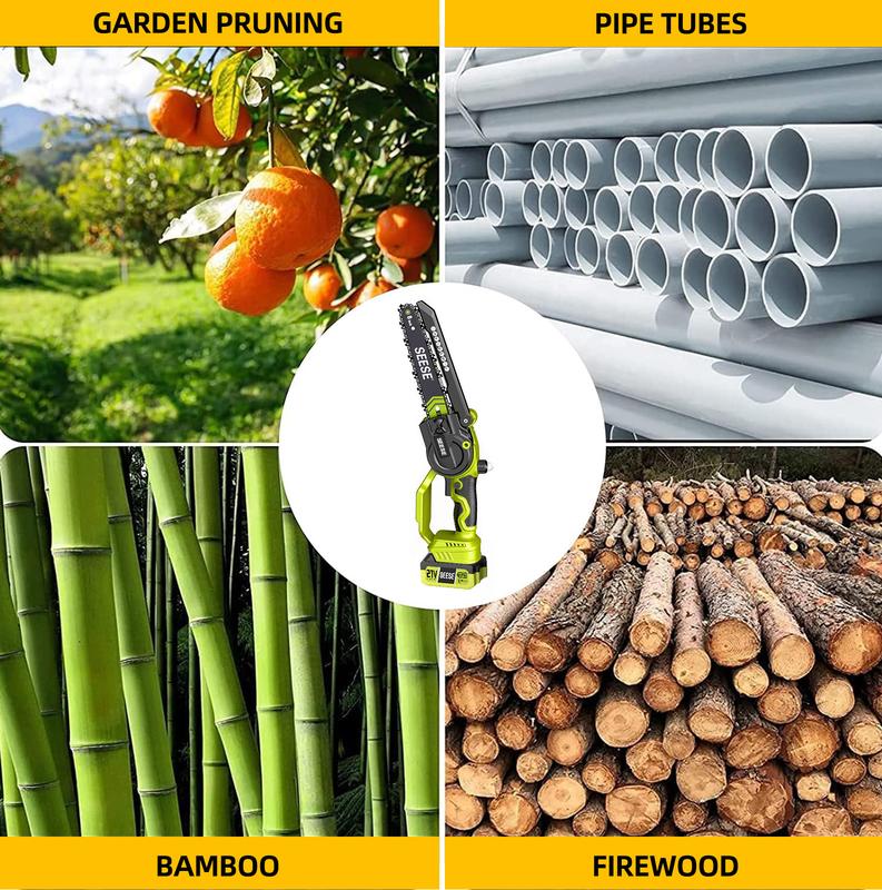 2 in 1 Mini Chainsaw with 6-15ft Pole with 2×21V Batteries (Full Kit)
