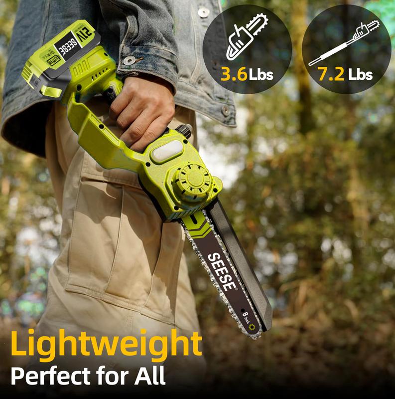 2 in 1 Mini Chainsaw with 6-15ft Pole with 2×21V Batteries (Full Kit)