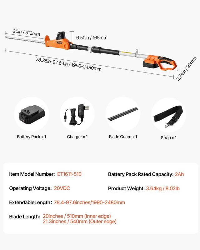SEESE Cordless Power Hedge Trimmer