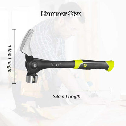 SEESE 16oz Claw Hammer with Magnetic Nail Starter/Ripper
