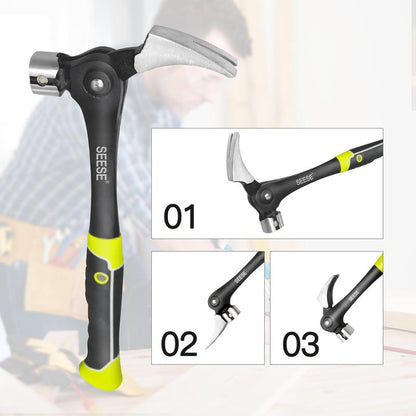SEESE 16oz Claw Hammer with Magnetic Nail Starter/Ripper