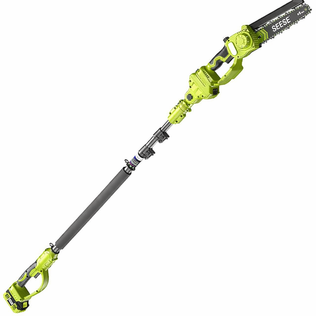 2 in 1 Mini Chainsaw with 6-15ft Pole with 2×21V Batteries (Full Kit)