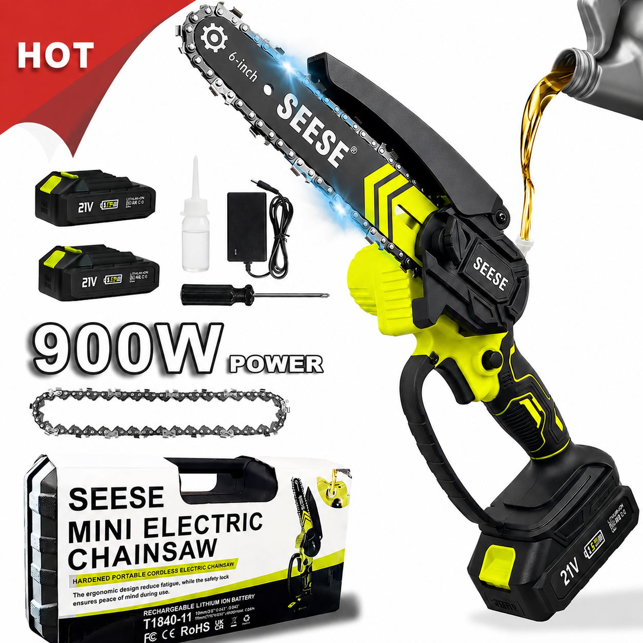 SEESE 6-Inch Brushless Mini Chainsaw
