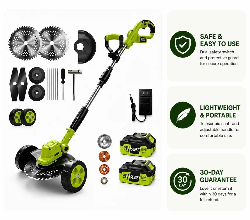 SEESE New 3-in-1 Cordless Mower, Trimmer & Edger