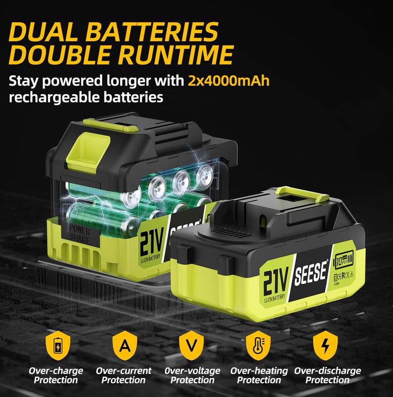 2 in 1 Mini Chainsaw with 6-15ft Pole with 2×21V Batteries (Full Kit)