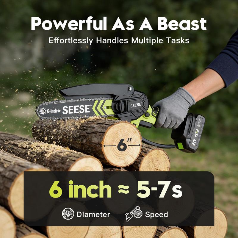 SEESE 6-Inch Brushless Mini Chainsaw