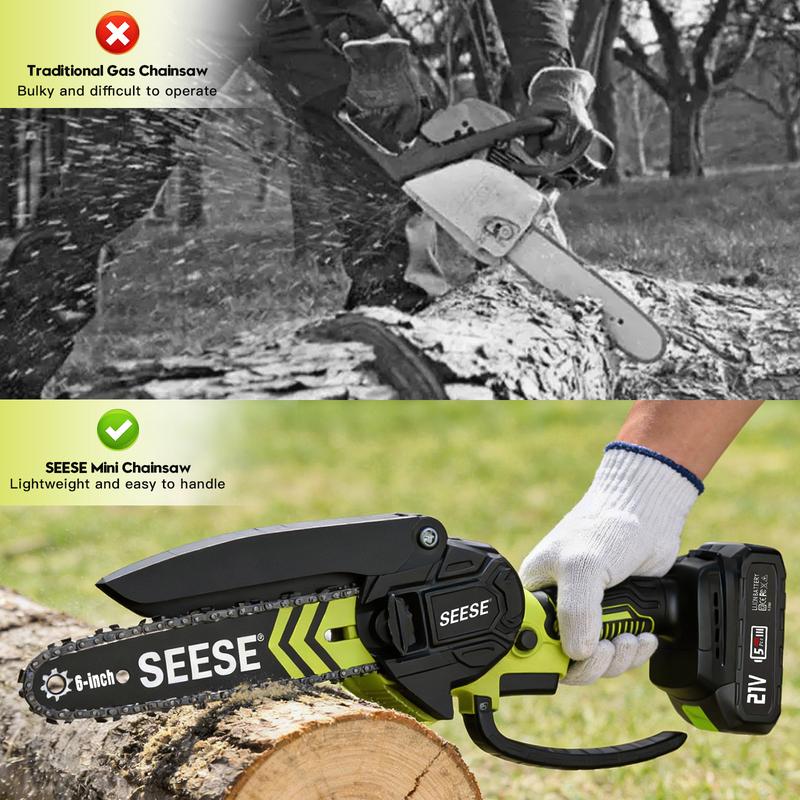 SEESE 6-Inch Brushless Mini Chainsaw
