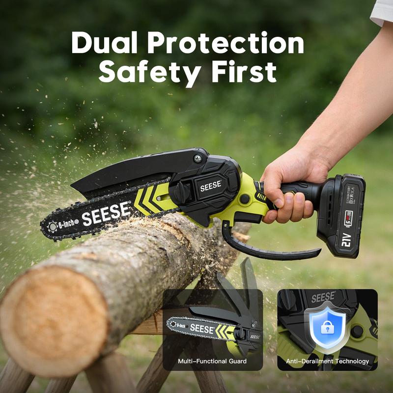 SEESE 6-Inch Brushless Mini Chainsaw