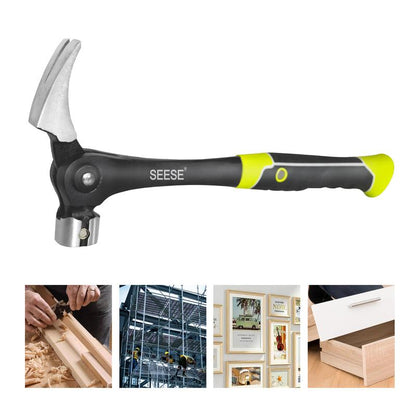 SEESE 16oz Claw Hammer with Magnetic Nail Starter/Ripper