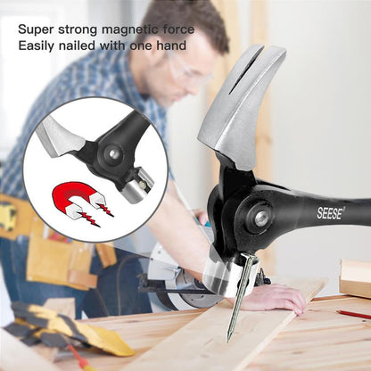 SEESE 16oz Claw Hammer with Magnetic Nail Starter/Ripper